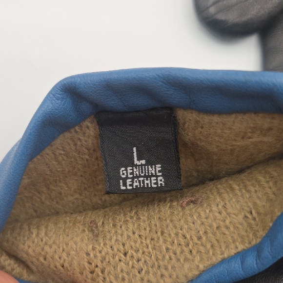 Black Blue Soft 100% Leather Lined Gloves L - Picture 4 of 5